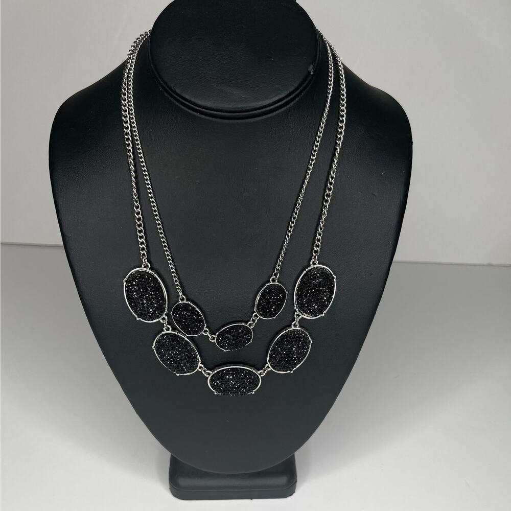 Black & Silver Two Layer Statement Necklace - image 1